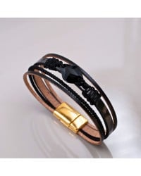 Δερμάτινο Βραχιόλι με Κρύσταλλο Swarovski Δερμάτινο βραχιόλι σε ροζ χρυσή επιμετάλλωση με κρύσταλλο Swarovski
