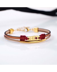 Lucky 2026 Women's Bracelet - Glittered Enamel Leather 2026 lucky bracelet with metal parts in gold-plating and enamel