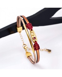 Lucky 2026 Women's Bracelet - Glittered Enamel Leather 2026 lucky bracelet with metal parts in gold-plating and enamel