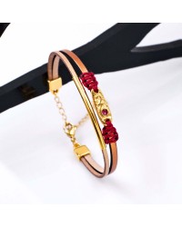 Lucky 2026 Women's Bracelet - Glittered Enamel Leather 2026 lucky bracelet with metal parts in gold-plating and enamel