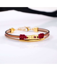 Lucky 2026 Women's Bracelet - Glittered Enamel Leather 2026 lucky bracelet with metal parts in gold-plating and enamel