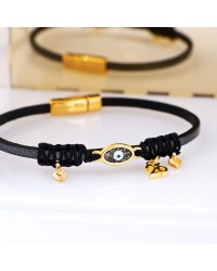 Lucky 2026 Women's Bracelet - Evil Eye & Enamel Leather 2026 lucky bracelet with metal evil eye in gold-plating