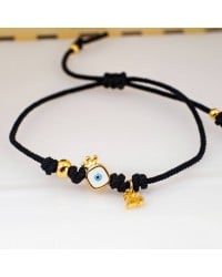 Gold-plated Macrame Lucky 2026 Bracelet - Evil Eye Handmade macrame 2026 lucky bracelet with gold plating and enamel
