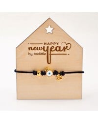 Gold-plated Macrame Lucky 2026 Bracelet - Evil Eye Handmade macrame 2026 lucky bracelet with gold plating and enamel