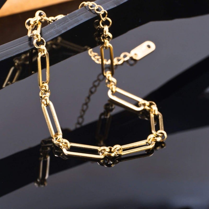 Stainless Steel Jewelry: Βραχιόλι Αλυσίδα Βραχιόλι Αλυσίδα από ανοξείδωτο ατσάλι με επιμετάλλωση 24Κ χρυσού