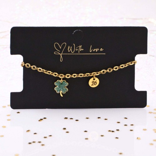 Stainless Steel Jewelry: Βραχιόλι - Γούρι 2026 Βραχιόλι Γούρι 2026 από ανοξείδωτο ατσάλι με επιμετάλλωση 24Κ χρυσού