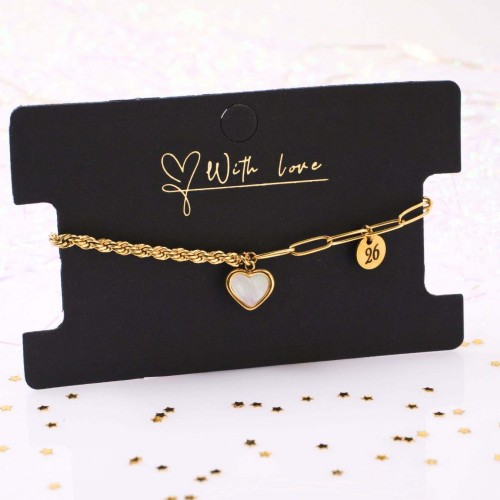 Stainless Steel Jewelry: Βραχιόλι - Γούρι 2026 Καρδιά από Φίλντισι Βραχιόλι Γούρι Καρδιά 2026 από ανοξείδωτο ατσάλι με επιμετάλλωση 24Κ χρυσού