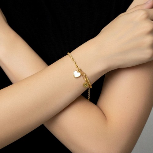 Stainless Steel Jewelry: Βραχιόλι - Γούρι 2026 Καρδιά από Φίλντισι Βραχιόλι Γούρι Καρδιά 2026 από ανοξείδωτο ατσάλι με επιμετάλλωση 24Κ χρυσού