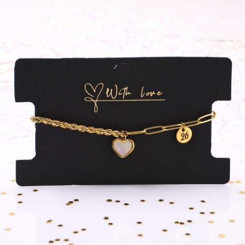 Stainless Steel Jewelry: Βραχιόλι - Γούρι 2026 Καρδιά από Φίλντισι Βραχιόλι Γούρι Καρδιά 2026 από ανοξείδωτο ατσάλι με επιμετάλλωση 24Κ χρυσού