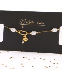 Stainless Steel Jewelry: Βραχιόλι - Γούρι με Καλλιεργημένα Μαργαριτάρια Βραχιόλι Γούρι 2026 από ανοξείδωτο ατσάλι με επιμετάλλωση 24Κ χρυσού