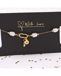 Stainless Steel Jewelry: Βραχιόλι - Γούρι με Καλλιεργημένα Μαργαριτάρια Βραχιόλι Γούρι 2026 από ανοξείδωτο ατσάλι με επιμετάλλωση 24Κ χρυσού