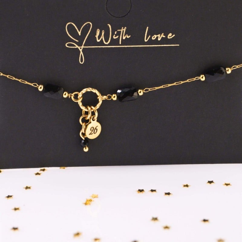 Stainless Steel Jewelry: Βραχιόλι - Γούρι με Κρύσταλλα Βραχιόλι Γούρι 2026 από ανοξείδωτο ατσάλι με επιμετάλλωση 24Κ χρυσού