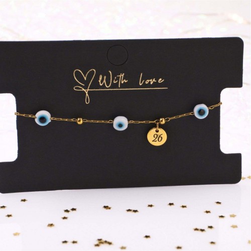 Stainless Steel Jewelry: Βραχιόλι - Γούρι 2026 Βραχιόλι Γούρι 2026 από ανοξείδωτο ατσάλι με επιμετάλλωση 24Κ χρυσού