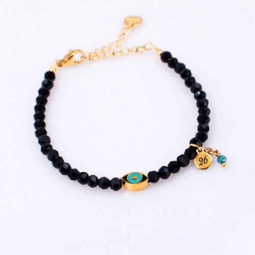 Stainless Steel Jewelry: Βραχιόλι - Γούρι Μάτι 2026 Βραχιόλι Γούρι 2026 από ανοξείδωτο ατσάλι με Μάτι από σμάλτο