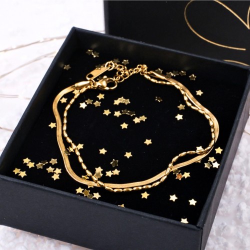 Stainless Steel Jewelry: Βραχιόλι Αλυσίδα Βραχιόλι Αλυσίδα από ανοξείδωτο ατσάλι με επιμετάλλωση 24Κ χρυσού