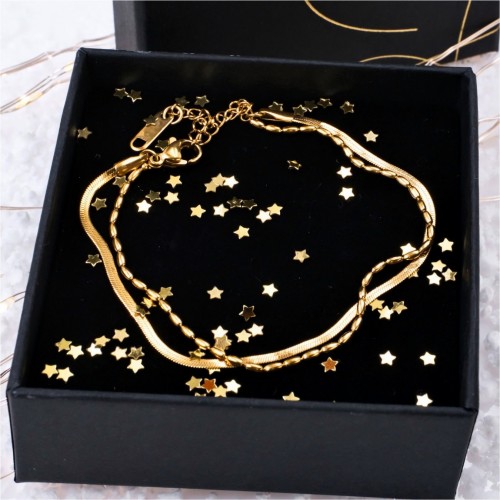 Stainless Steel Jewelry: Βραχιόλι Αλυσίδα Βραχιόλι Αλυσίδα από ανοξείδωτο ατσάλι με επιμετάλλωση 24Κ χρυσού