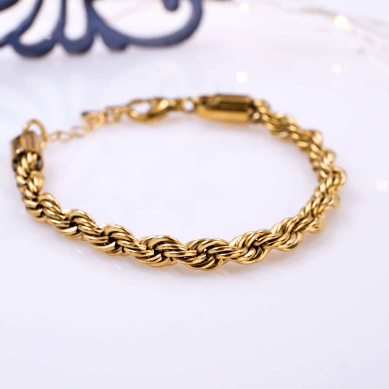 Stainless Steel Jewelry: Βραχιόλι Αλυσίδα Βραχιόλι Αλυσίδα από ανοξείδωτο ατσάλι με επιμετάλλωση 24Κ χρυσού