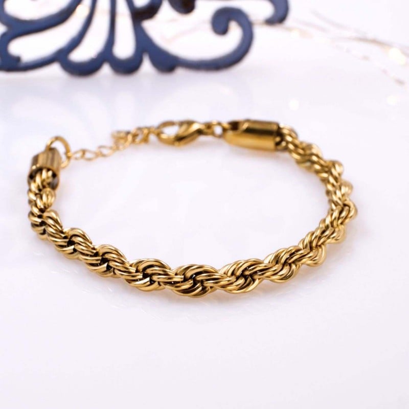 Stainless Steel Jewelry: Βραχιόλι Αλυσίδα Βραχιόλι Αλυσίδα από ανοξείδωτο ατσάλι με επιμετάλλωση 24Κ χρυσού