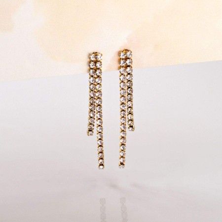 Κρεμαστά Σκουλαρίκια Ατσάλι Rhinestones