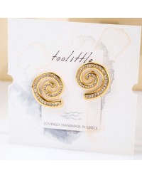 Gold-Plated Earrings - Stainless Steel & Zircon Earrings made of stainless steel in gold plating