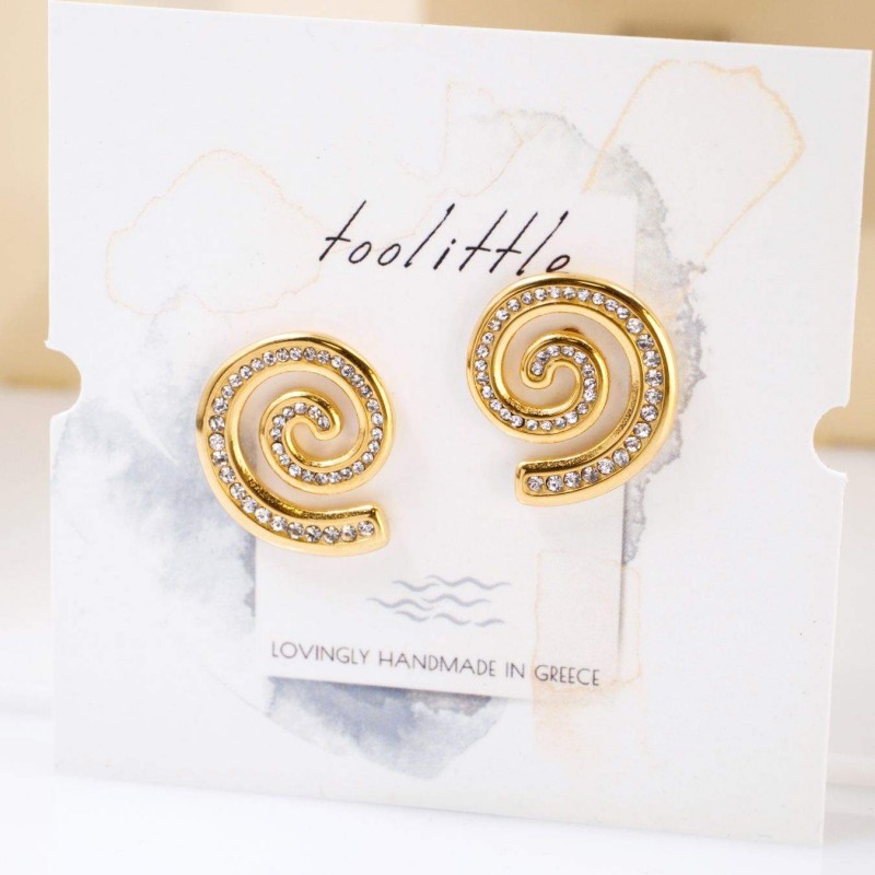 Gold-Plated Earrings - Stainless Steel & Zircon Earrings made of stainless steel in gold plating