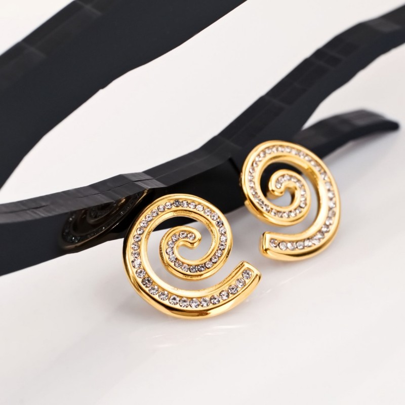 Gold-Plated Earrings - Stainless Steel & Zircon Earrings made of stainless steel in gold plating