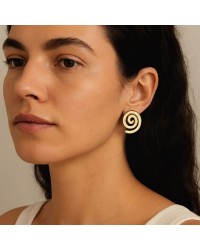 Gold-Plated Earrings - Stainless Steel & Zircon Earrings made of stainless steel in gold plating
