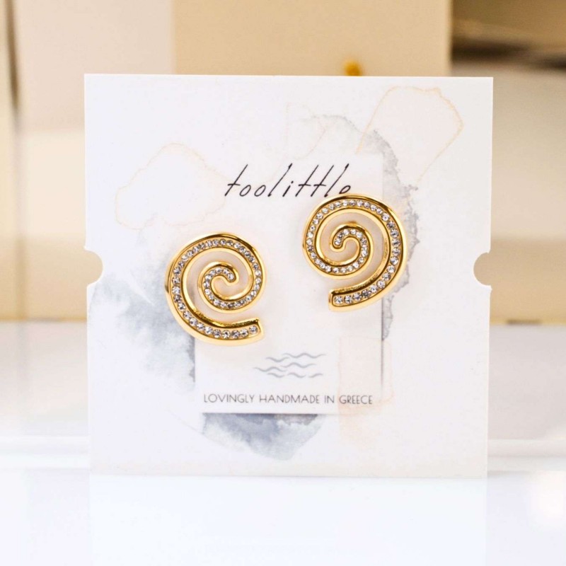 Gold-Plated Earrings - Stainless Steel & Zircon Earrings made of stainless steel in gold plating