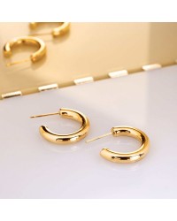 Gold-Plated Hoop Earrings - Stainless Steel Hoop earrings made of stainless steel in gold plating