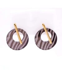 Stud Earrings with Golden Bar - Animal Print Gold-Plated stud Earrings with Animal Print plexiglass