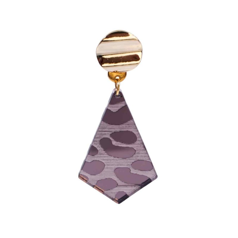 Gold-Plated Dangle Earrings - Plexiglass with Animal Print Gold-Plated Earrings with gold plating and Animal Print plexiglass