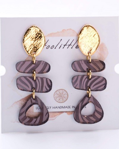 Κρεμαστά Σκουλαρίκια - Gold Plating & Animal Print