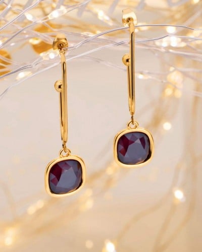 Crystal Collection: Επίχρυσα Κρεμαστά Σκουλαρίκια 
