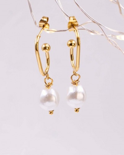Κρεμαστά Σκουλαρίκια Ατσάλι - Fresh Water Pearls Κρεμαστά Σκουλαρίκια Ατσάλι - Fresh Water Pearls