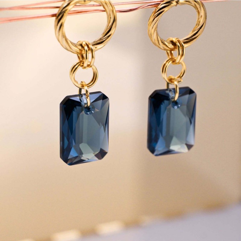 Gold-Plated Earrings with Crystals Dangle Earrings with 24K gold plating and Crystals