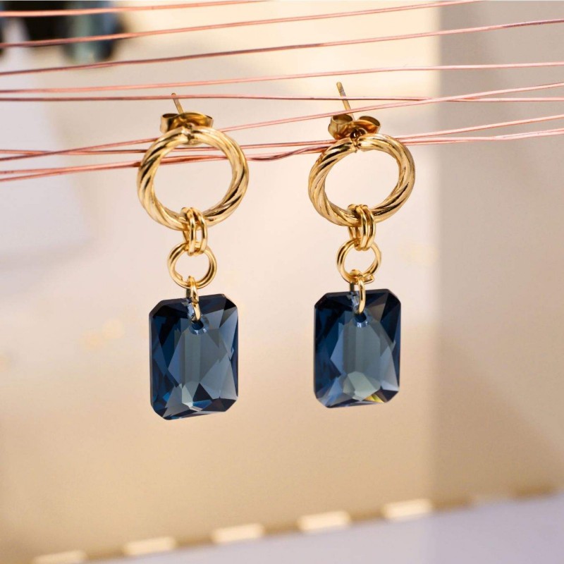 Gold-Plated Earrings with Crystals Dangle Earrings with 24K gold plating and Crystals
