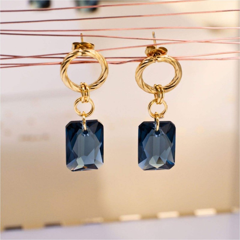 Gold-Plated Earrings with Crystals Dangle Earrings with 24K gold plating and Crystals