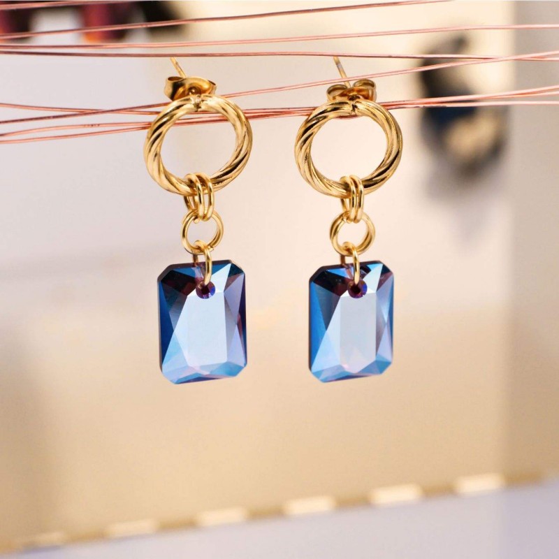 Gold-Plated Earrings with Crystals Dangle Earrings with 24K gold plating and Crystals