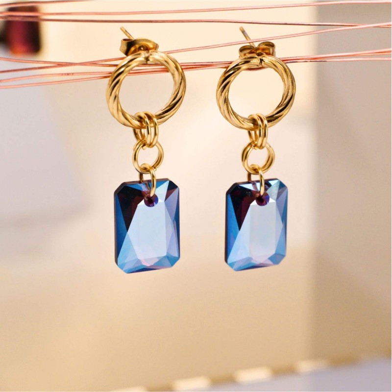 Gold-Plated Earrings with Crystals Dangle Earrings with 24K gold plating and Crystals