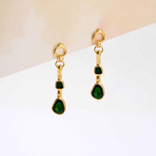 Gold-Plated Dangle Earrings with Enamel Dangle Earrings with 24K gold plating and colorful enamel