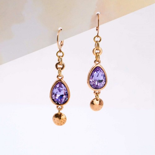 Rose Gold-Plated Earrings with Swarovski Crystals  Dangle Earrings with 24K Rose gold plating and Swarovski Crystals