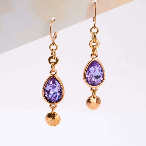 Rose Gold-Plated Earrings with Swarovski Crystals  Dangle Earrings with 24K Rose gold plating and Swarovski Crystals