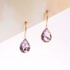 Teardrop Earrings - Gold Plated Steel & Crystals Dangle steel Earrings with 24K gold plating and Crystals