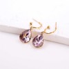 Teardrop Earrings - Gold Plated Steel & Crystals Dangle steel Earrings with 24K gold plating and Crystals