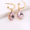 Teardrop Earrings - Gold Plated Steel & Crystals Dangle steel Earrings with 24K gold plating and Crystals