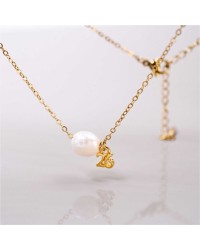Handmade 2026 Lucky Necklace with Fresh Water Pearl Handmade short lucky necklace with fresh water pearl and gold-plated '26