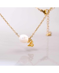 Handmade 2026 Lucky Necklace with Fresh Water Pearl Handmade short lucky necklace with fresh water pearl and gold-plated '26