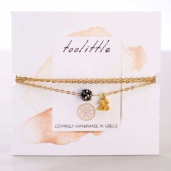 Xειροποίητo κολιέ γούρι με πέτρα Shamballa και επίχρυσο '26