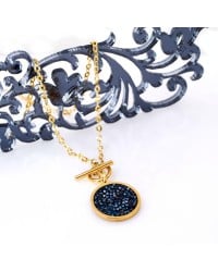 Handmade Necklace - Gold plated Stainless Steel & Swarovski Crystals Handmade Stainless Steel Necklace in 24K Gold plating