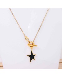 Handmade Gold plated Necklace - Enamelled Star Handmade short necklace with Enamelled Star and 24K gold-plating